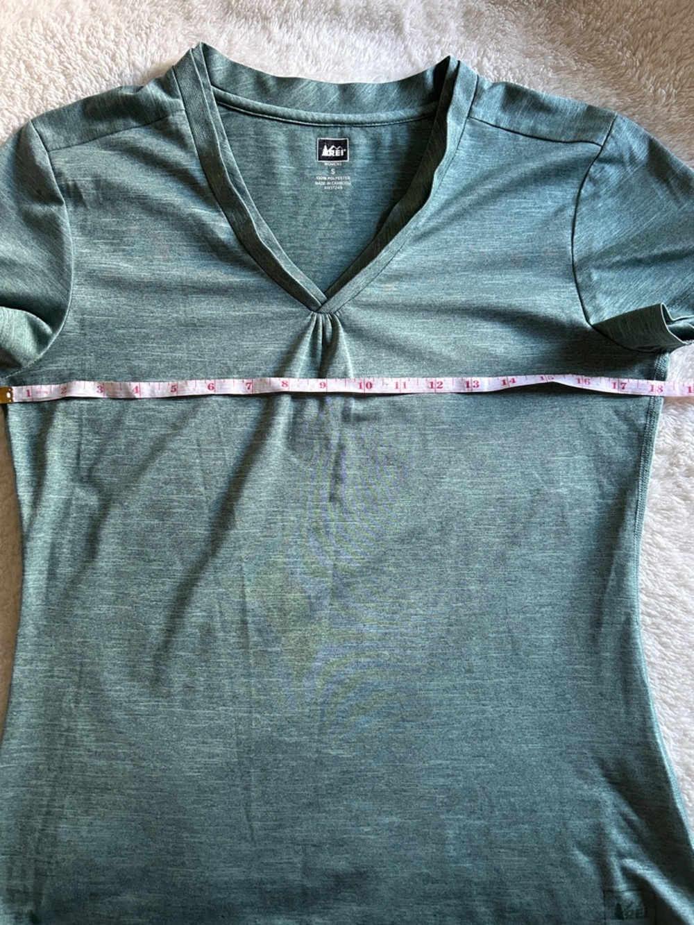 REI Women's Teal Heather V-Neck Short Sleeve Tee - Picture 5 of 6